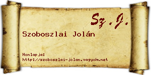 Szoboszlai Jolán névjegykártya